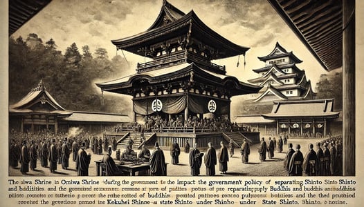 DALL?E 2024-09-19 09.04.05 - A black-and-white image in the style of an old photograph, depicting Omiwa Shrine during the Meiji Restoration (1868 onward). The image reflects the i