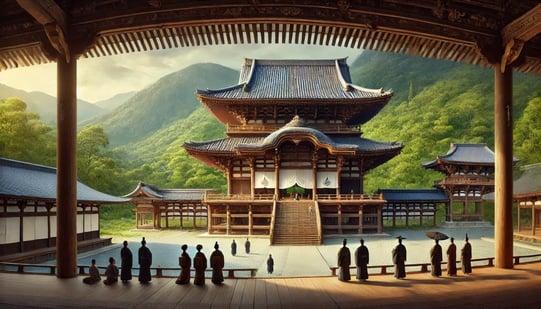 DALL?E 2024-12-21 10.00.04 - A photo-realistic depiction of Hase-dera Temple in 1671 during the Edo period, showing the reconstruction of the main hall under the patronage of Toku