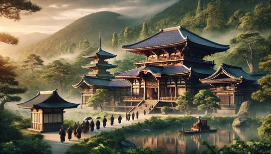 DALL?E 2024-12-21 10.00.06 - A photo-realistic depiction of Hase-dera Temple in 987 AD during the Heian period, showcasing its designation as the 8th site of the Saigoku Kannon Pi