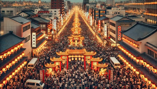 DALL?E 2025-02-01 18.01.16 - A bustling scene from the 2008 Nagasaki Lantern Festival, showcasing record-breaking attendance. The streets are illuminated by thousands of red and g