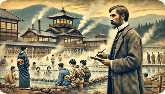 DALL?E 2025-02-23 14.51.41 - A historical depiction of Kusatsu Onsen in Japan during the Meiji era, featuring German doctor Erwin von Baelz observing the hot springs. The scene sh