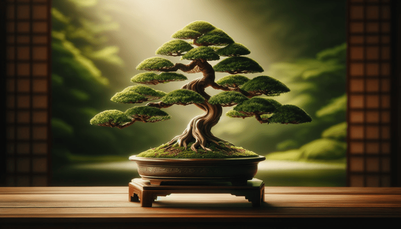 DALL·E 2023-12-24 00.19.10 - A beautiful and serene image of a classic bonsai tree, symbolizing the art and tradition of bonsai cultivation. The bonsai tree is depicted in a peace (1)
