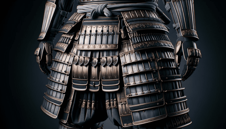 DALL·E 2023-12-25 11.31.57 - A detailed image of a samurai armor component known as Kusazuri, which is a skirt-like armor hanging from the lower part of the Do (chest armor). The 