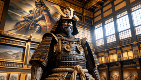 DALL·E 2023-12-25 13.06.53 - An imposing and historical image of Oda Nobunaga, a major Daimyo during Japans Sengoku period, in a castle setting. Nobunaga is depicted in full trad (1)