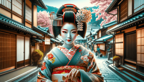 DALL·E 2023-12-28 20.16.06 - An image of a Maiko, a young woman in training to become a professional geisha. The setting is in Kyoto, the birthplace of this tradition. The Maiko i