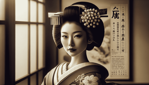 DALL·E 2023-12-28 20.16.23 - A portrait of a Geiko, showcasing her as a mature and accomplished geisha. This image reflects her journey from a Maiko to a full-fledged Geiko, the l