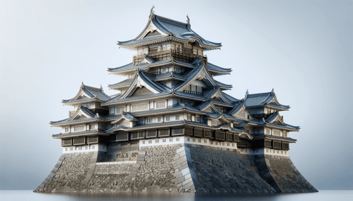 DALL·E 2024-01-13 14.04.01 - A photorealistic image of a traditional Japanese castle, known for its beautiful architectural style and strategic design. The image should focus on t (1)