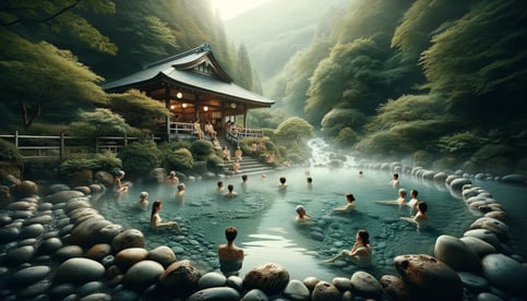 DALL·E 2024-02-11 18.48.42 - A tranquil scene of a simple hot spring, known for its minimalistic composition and gentle healing properties. The setting is serene, with the clear, 