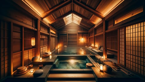 DALL·E 2024-02-11 18.49.20 - A cozy and intimate scene of an indoor bath (uchiburo) located within a building, offering a private and sheltered space for bathing. The bath is desi