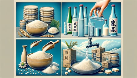 DALL·E 2024-02-18 17.44.05 - Create a highly detailed, wide aspect ratio image that captures the essence of sake, often referred to as Japans national beverage, made from rice, w