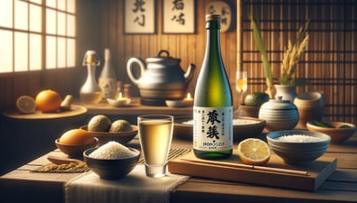 DALL·E 2024-02-18 17.55.42 - Create an image that illustrates the balanced and accessible nature of Honjozo sake, which is made with rice milled to 70% or less of its original siz