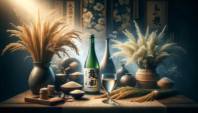 DALL·E 2024-02-18 17.57.18 - Create an image that beautifully illustrates the elegance and complexity of Junmai Ginjo sake, which combines the pure rice credentials of Junmai sake