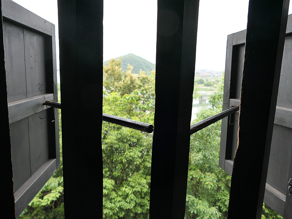 View from the Inuyama Castle keep, panorama of the Kiso River and Nobi Plain