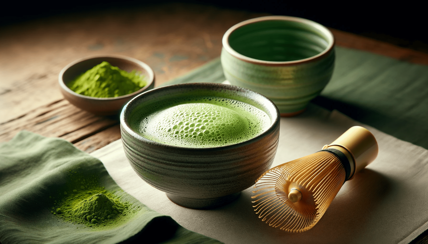 DALL·E 2023-12-29 23.53.47 - A high-quality photograph of Usucha, the lightly whisked matcha used in Japanese tea ceremonies. The image should show a traditional ceramic tea bowl