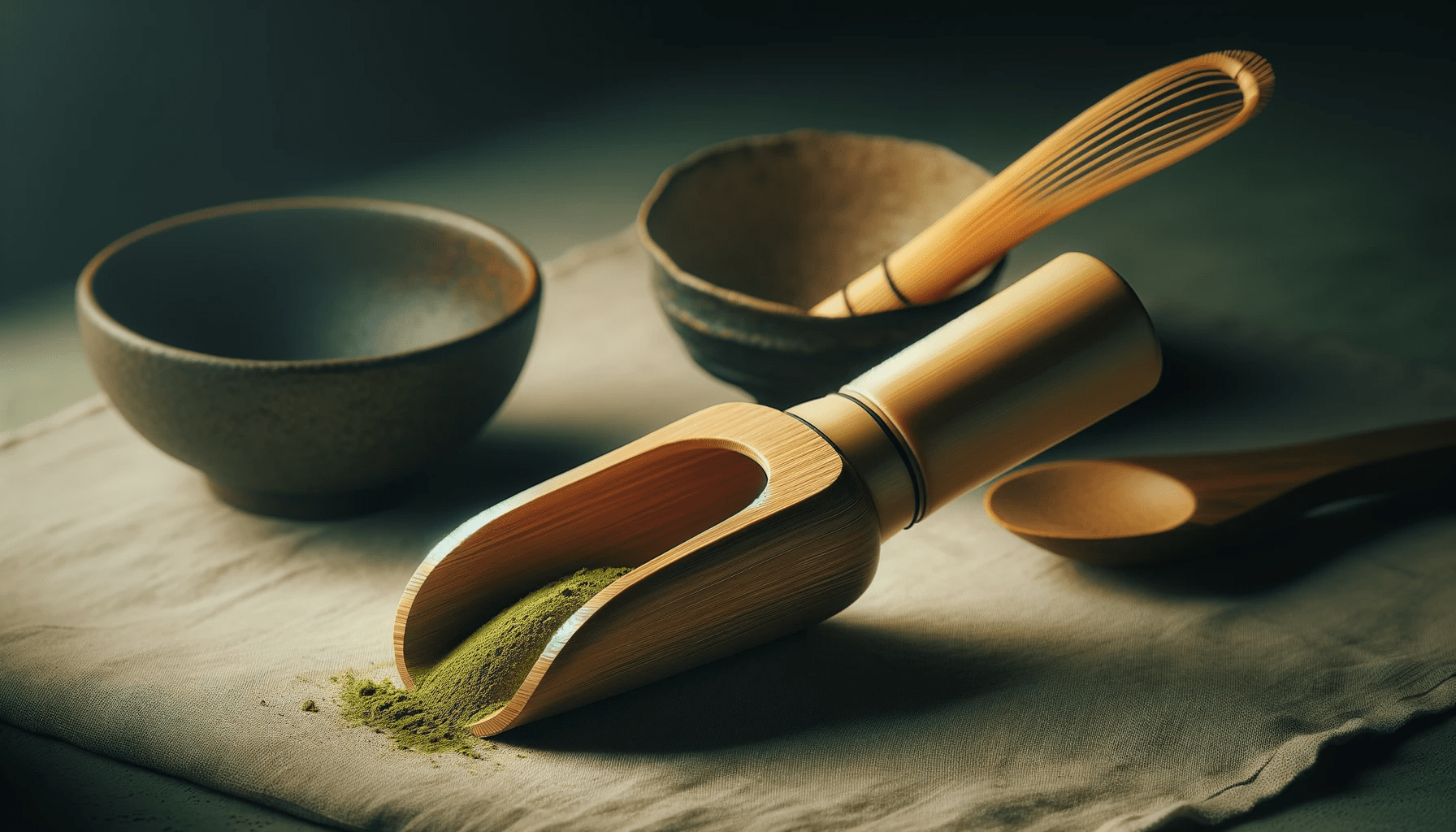 DALL·E 2023-12-29 01.30.59 - An image of a Chashaku, a traditional bamboo scoop used in the Japanese tea ceremony for measuring and transferring matcha powder. The Chashaku should