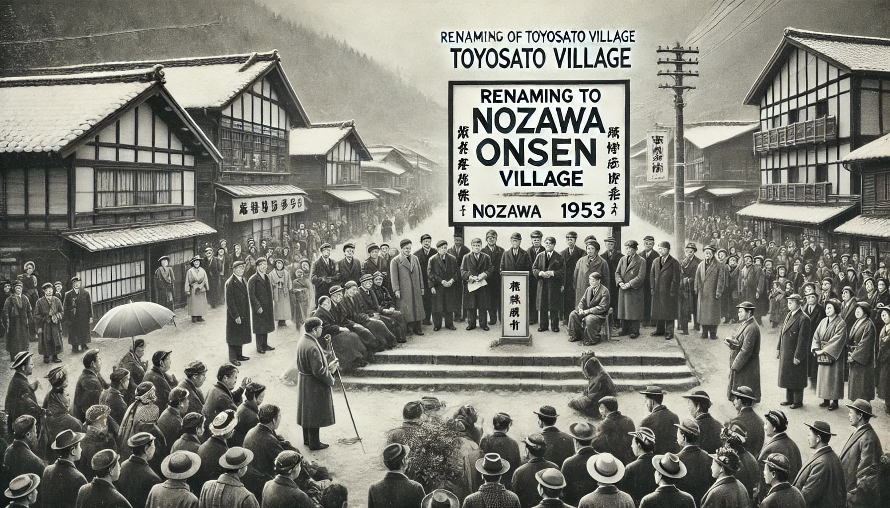 Historical image of Nozawa Onsen Village renaming