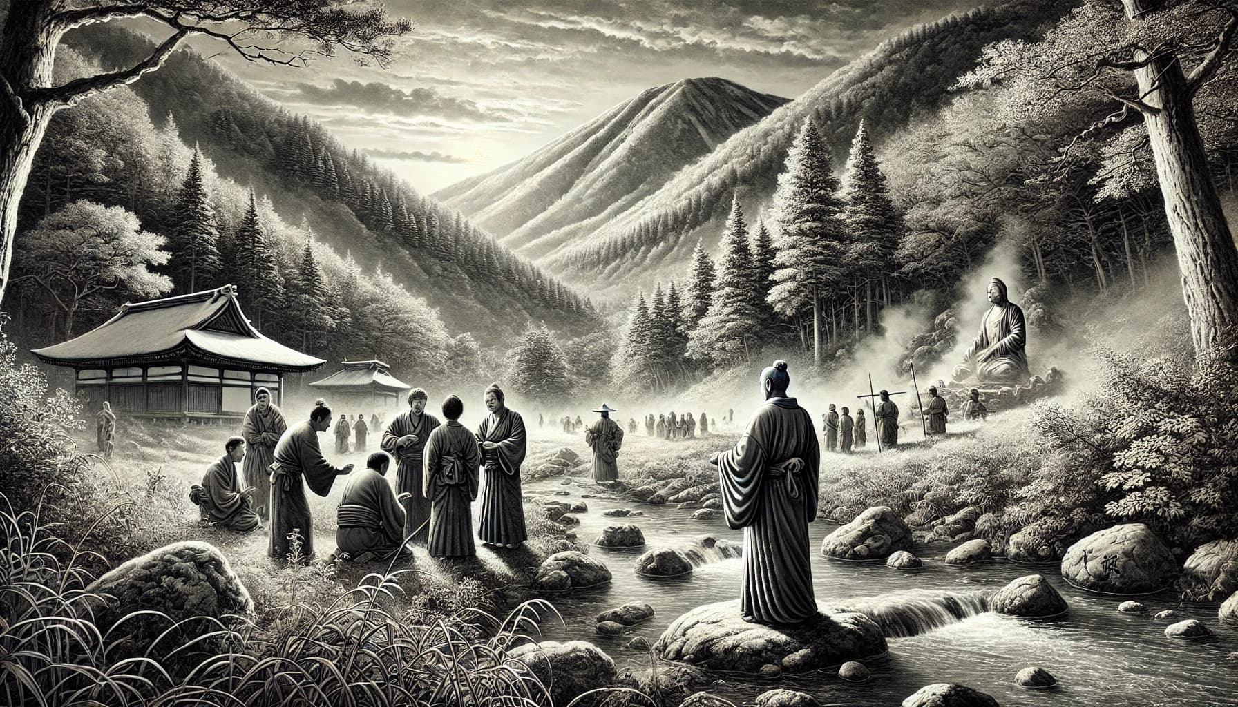 Historical image of Nozawa Onsen discovery